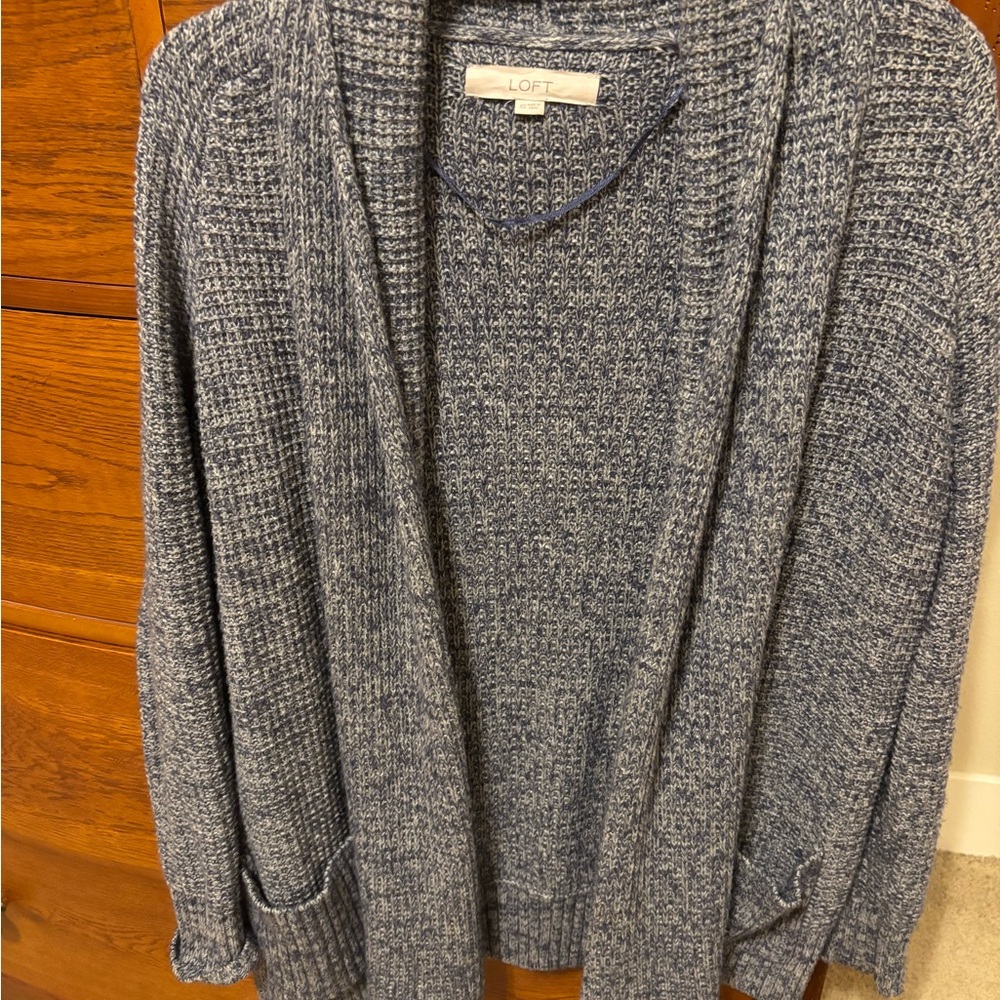 LOFT Women's Heathered Blue Cardigan